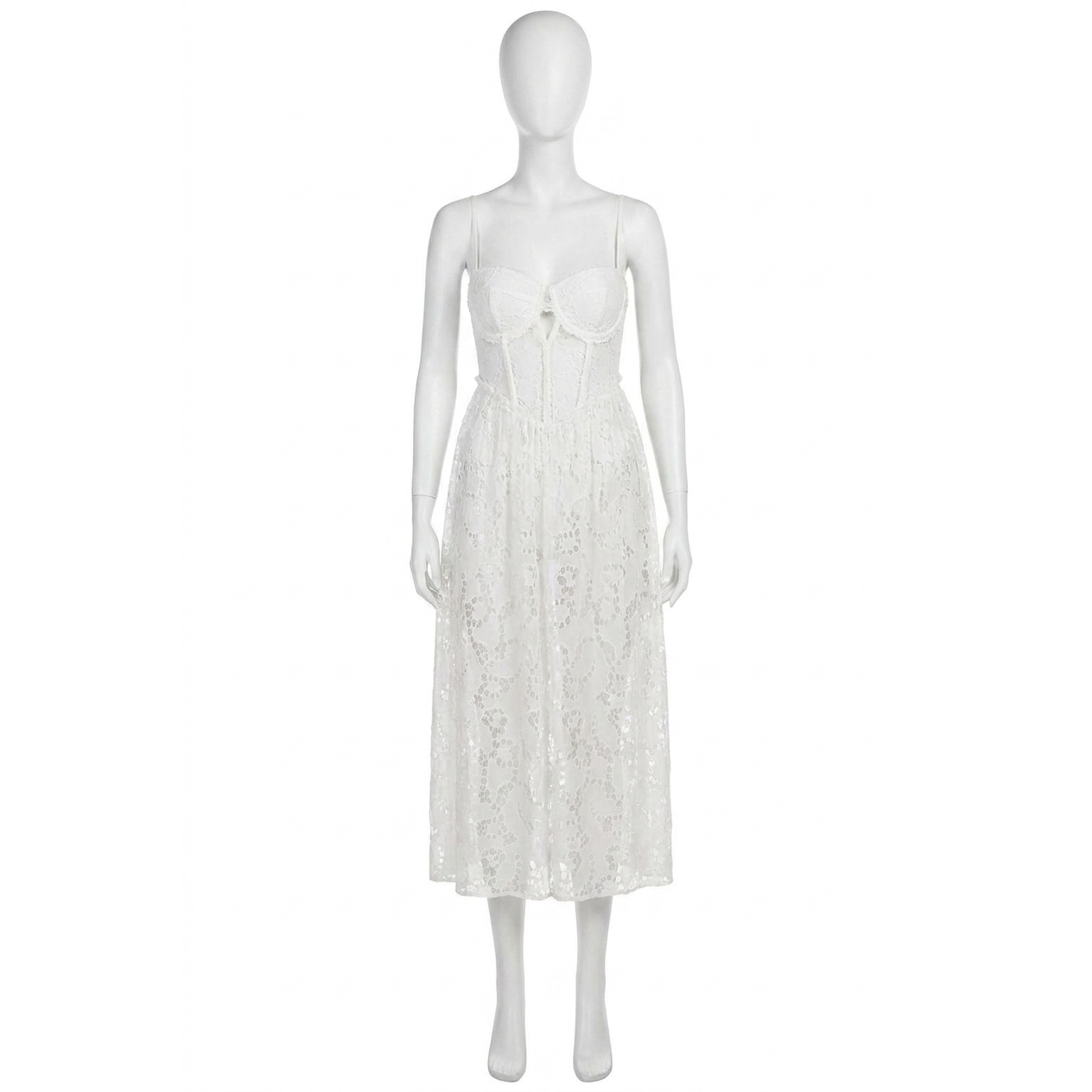 New For Love & Lemons Romi Midi Dress In White